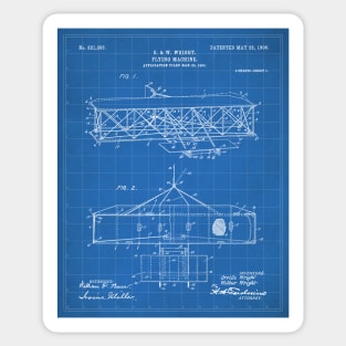 Wright Brothers Airplane Patent - Aviation History Art - Blueprint Sticker